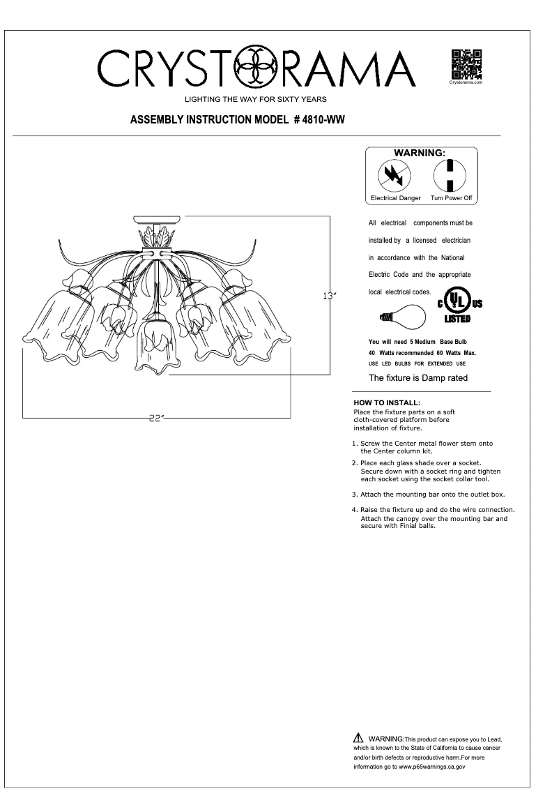 Page n°1 - Manuel utilisateur Crystorama Southport 4810-WW