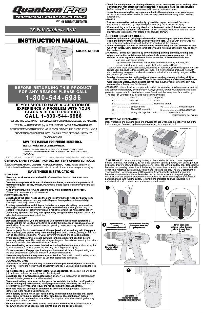 Page n°1 - Manuel utilisateur Black & Decker Quantum Pro QP1800