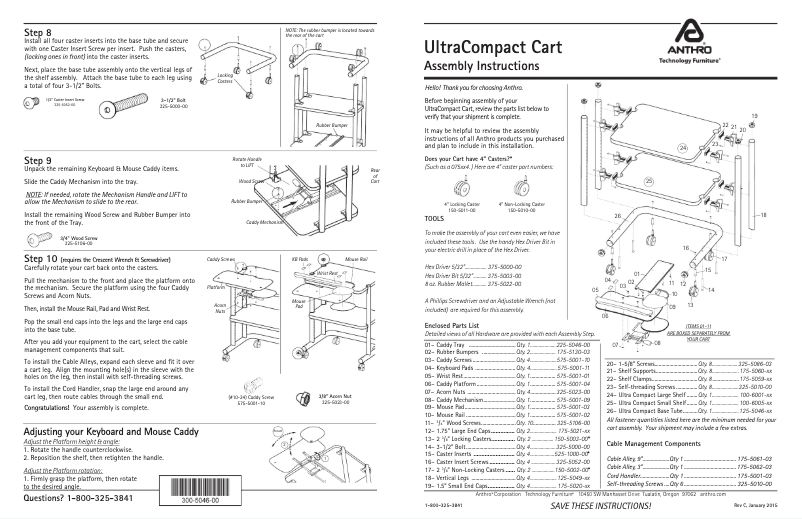 Page 1 de la notice Manuel utilisateur Anthro UltraCompact