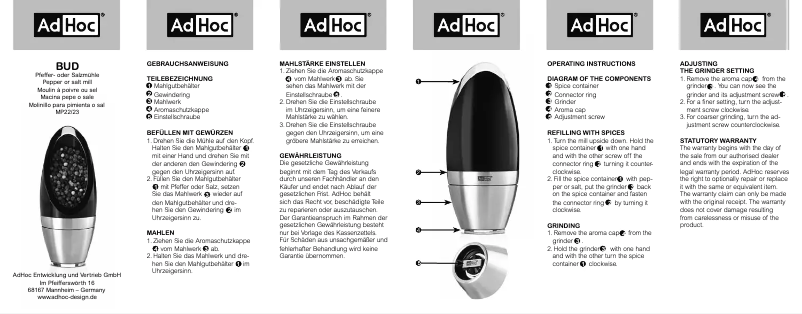 Page 1 de la notice Manuel utilisateur AdHoc Bud MP22