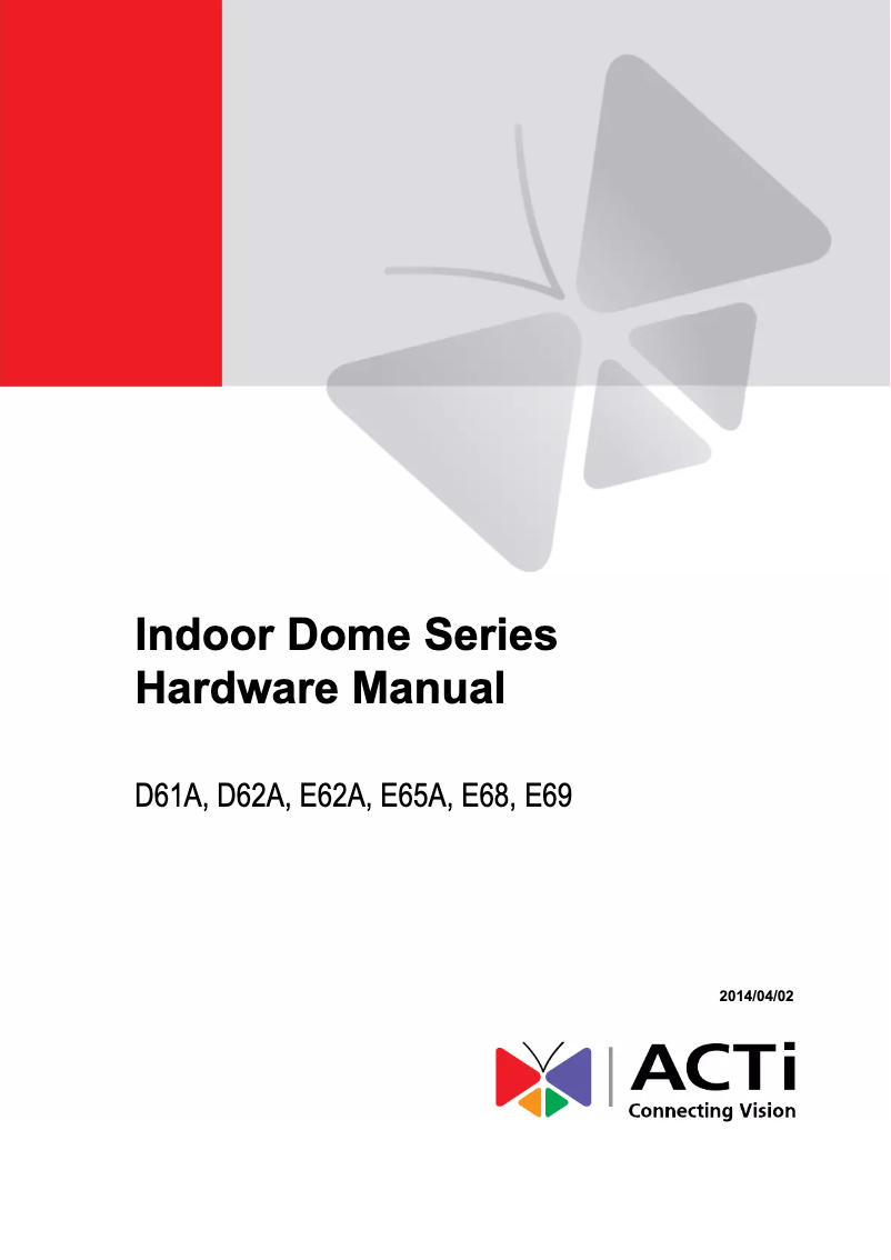 Page 1 de la notice Manuel utilisateur ACTi E62A
