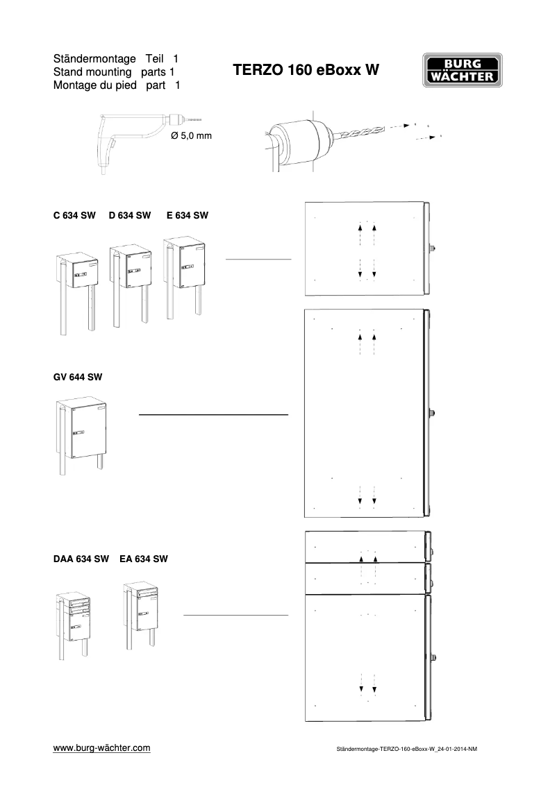 Page 1 de la notice Manuel utilisateur Burg Wächter Universal 150 eBoxx Ni