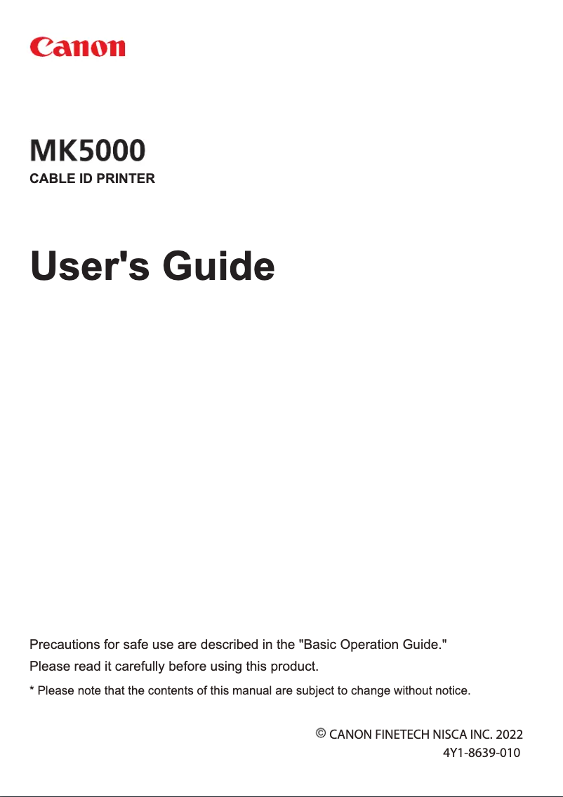 Page 1 de la notice Manuel utilisateur Canon MK3000