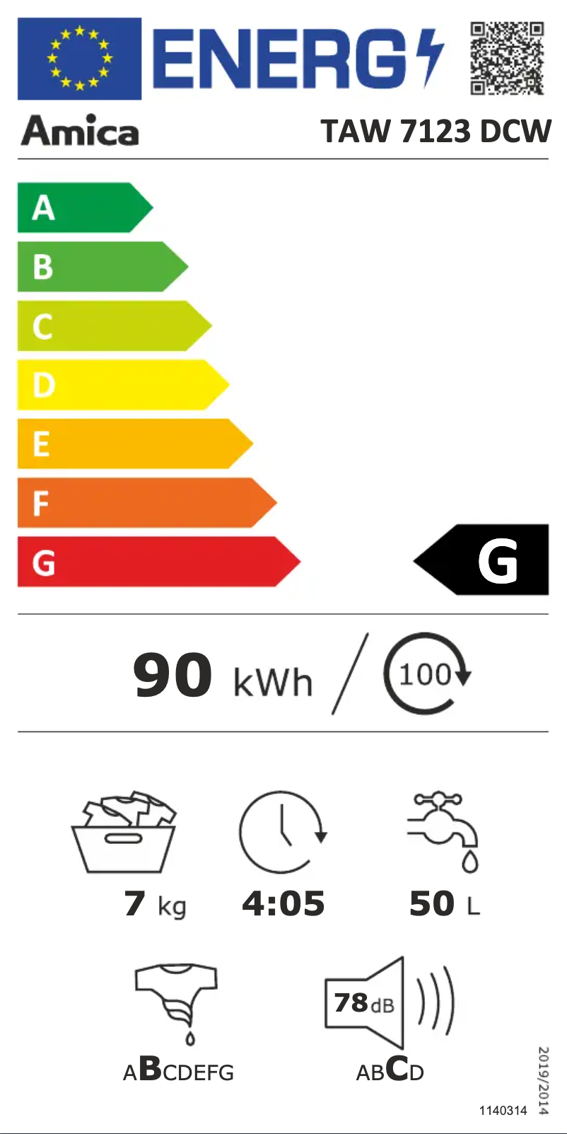 Page n°1 - Manuel utilisateur Amica TAW7123DCW