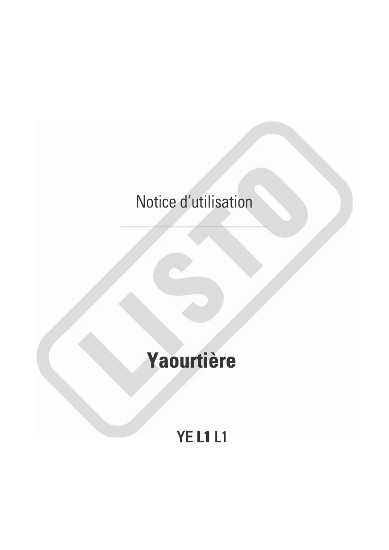 Image de la première page du manuel de l'appareil YE L1