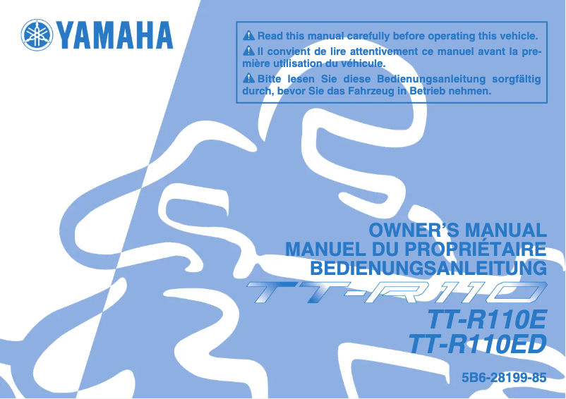 Page 1 de la notice Manuel utilisateur Yamaha TT-R110E