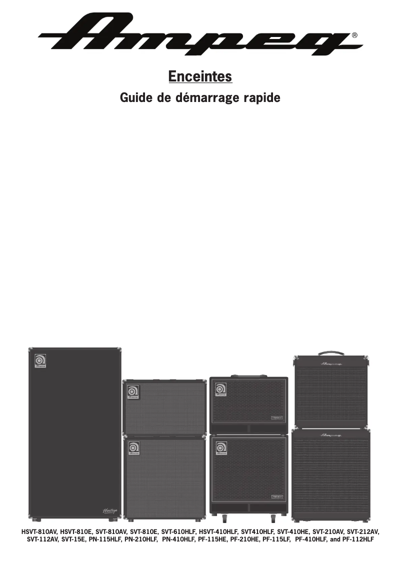 Page 1 de la notice Guide de démarrage rapide Ampeg SVT-212AV