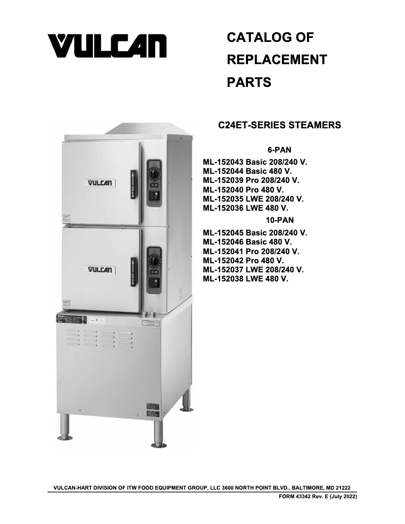 Page 1 de la notice Catalogue Vulcan C24ET6-LWE