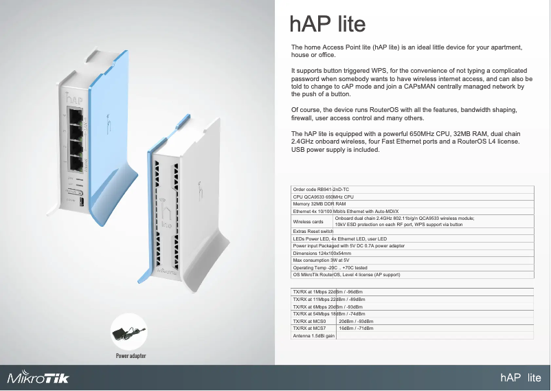 Page n°1 - Brochure Mikrotik hAP lite TC