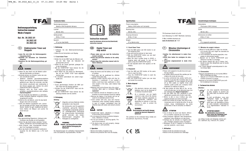 Image de la première page du manuel de l'appareil 38.2022.05