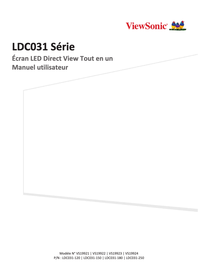 Page 1 de la notice Manuel utilisateur Viewsonic LDC031-250