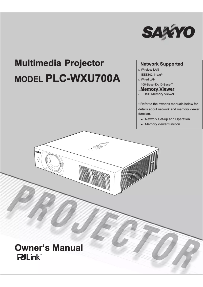Page n°1 - Manuel utilisateur Sanyo PLC-WXU700A