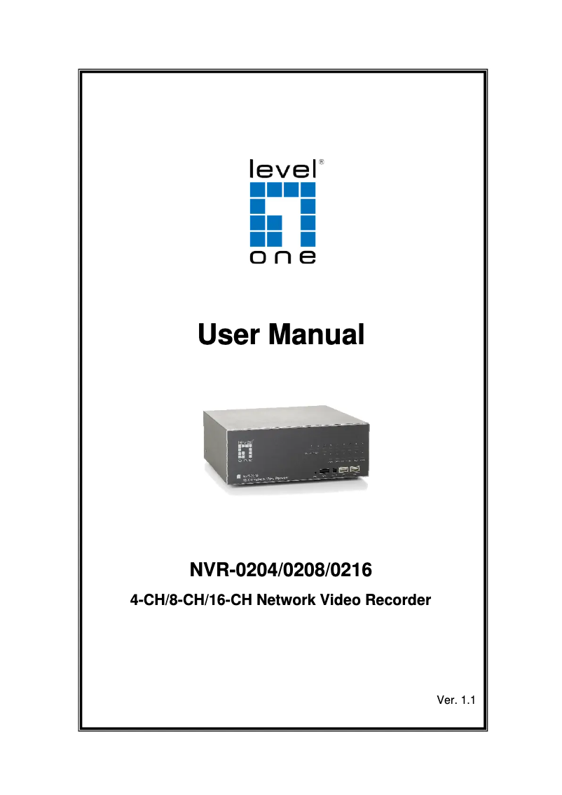 Page 1 de la notice Manuel utilisateur LevelOne NVR-0216