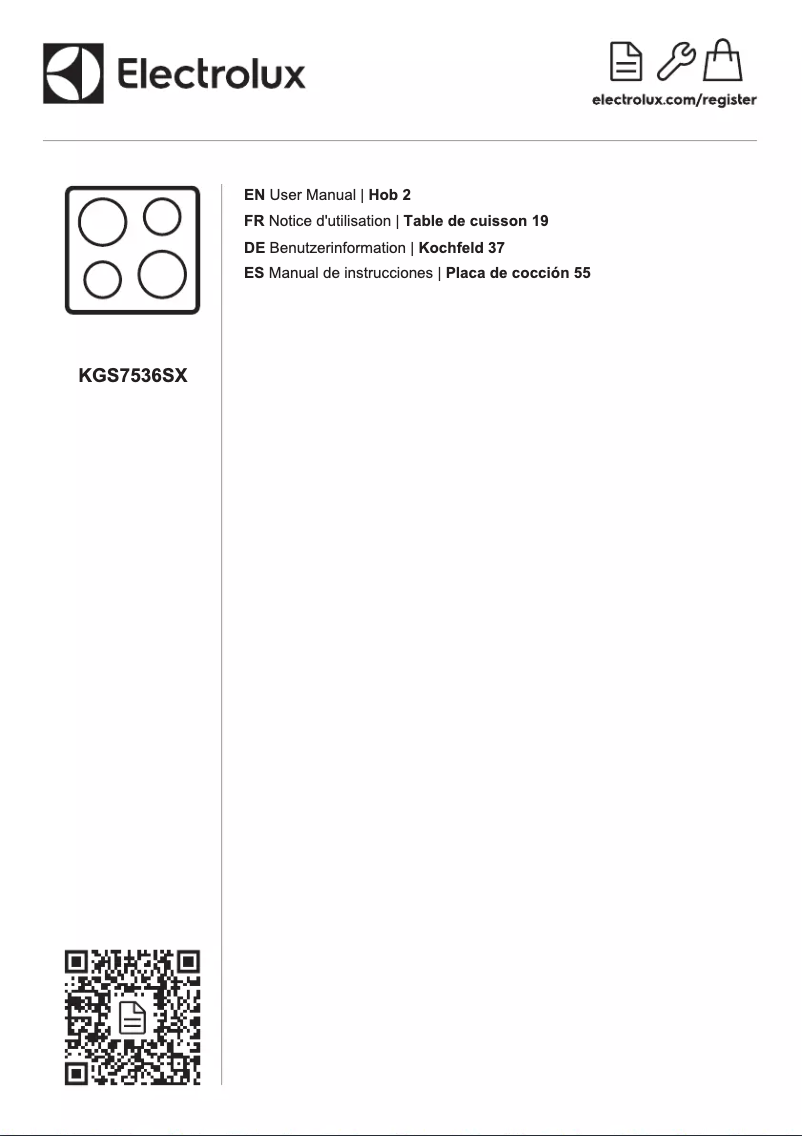 Page 1 de la notice Manuel utilisateur Electrolux KGS7536SX