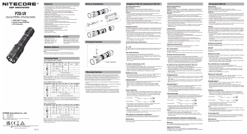 Image de la première page du manuel de l'appareil P20i UV