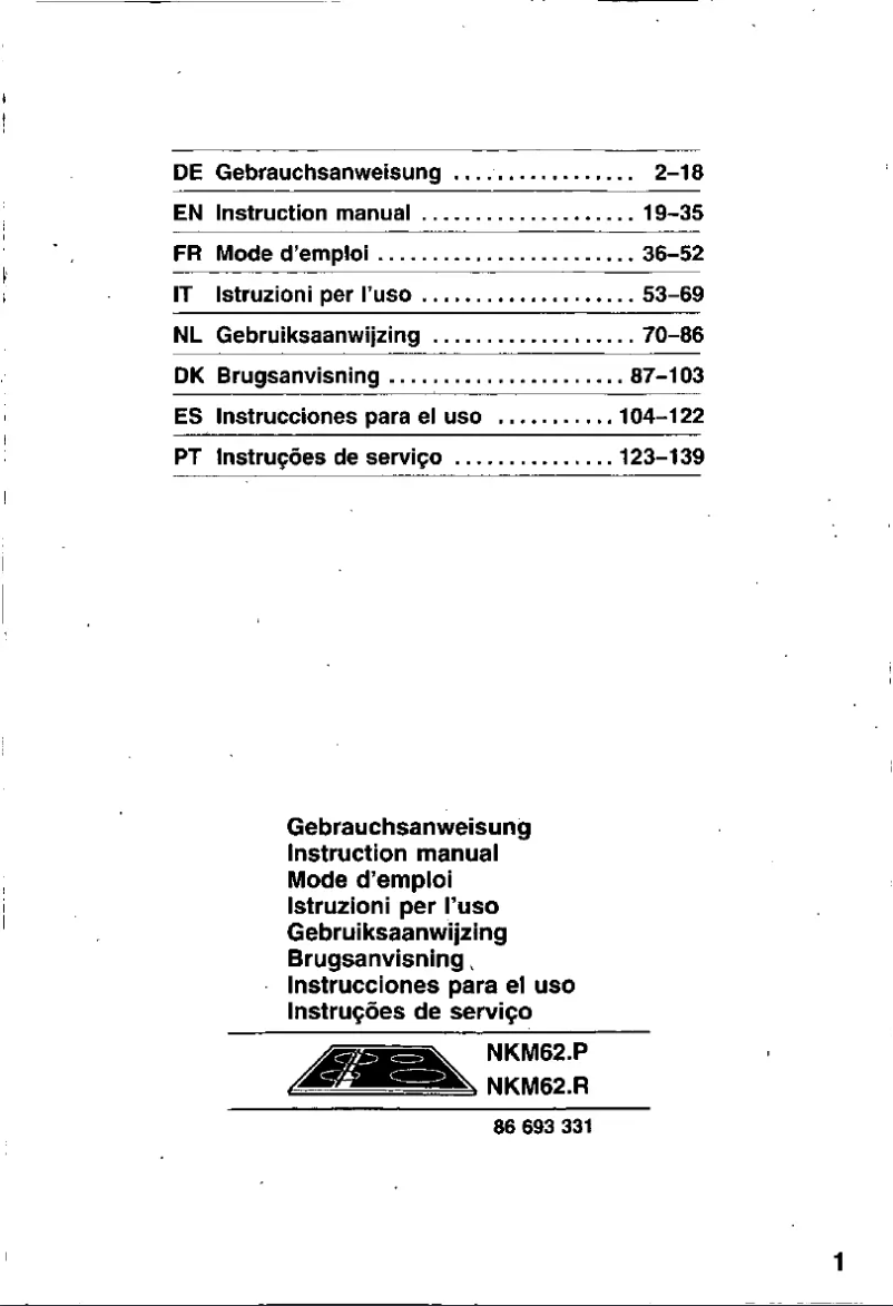 Page 1 of the manual User Manual Bosch NKM626R