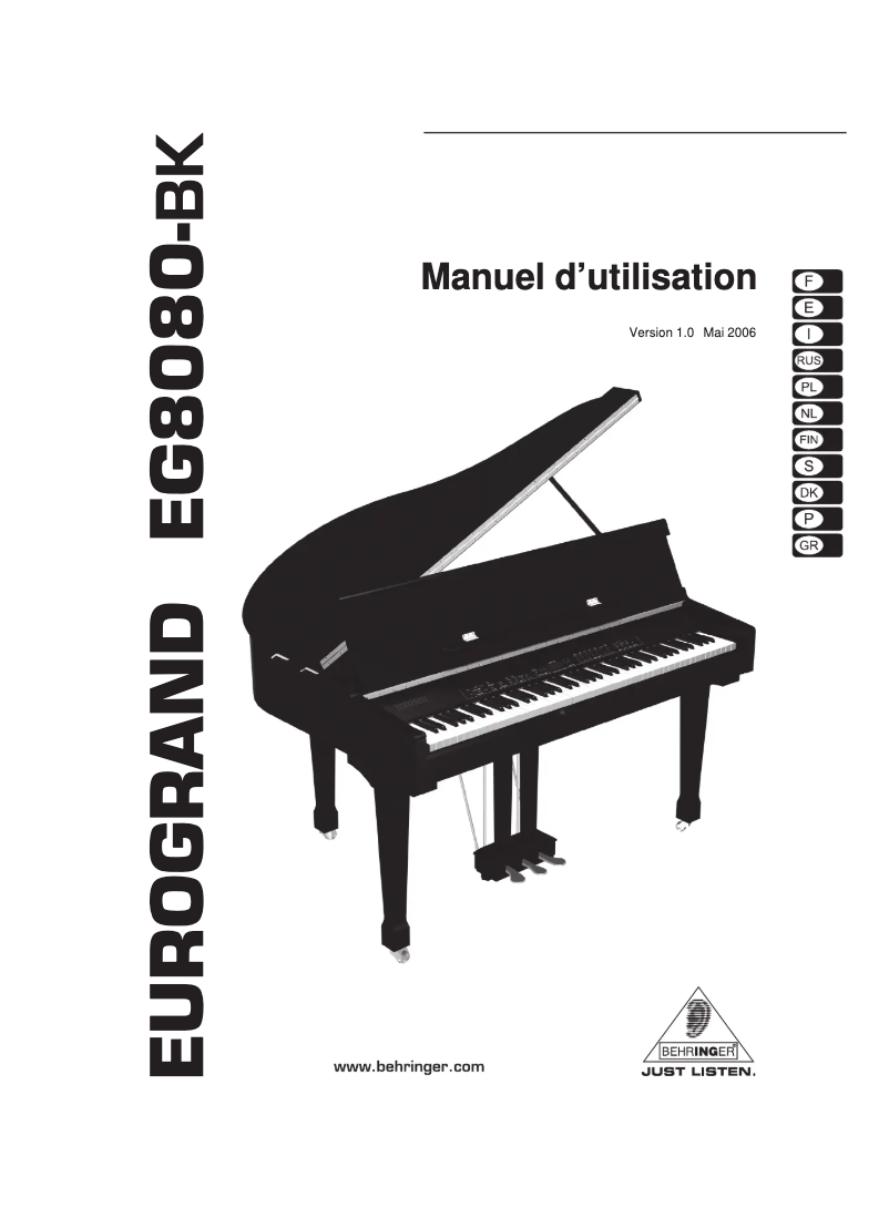 Page 1 de la notice Manuel utilisateur Behringer EuroGrand EG8080