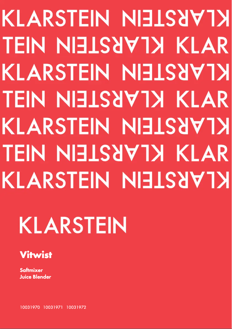 Page n°1 - Manuel utilisateur Klarstein 10031971