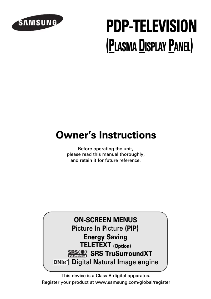 Page n°1 - Manuel utilisateur Samsung PS42E71H