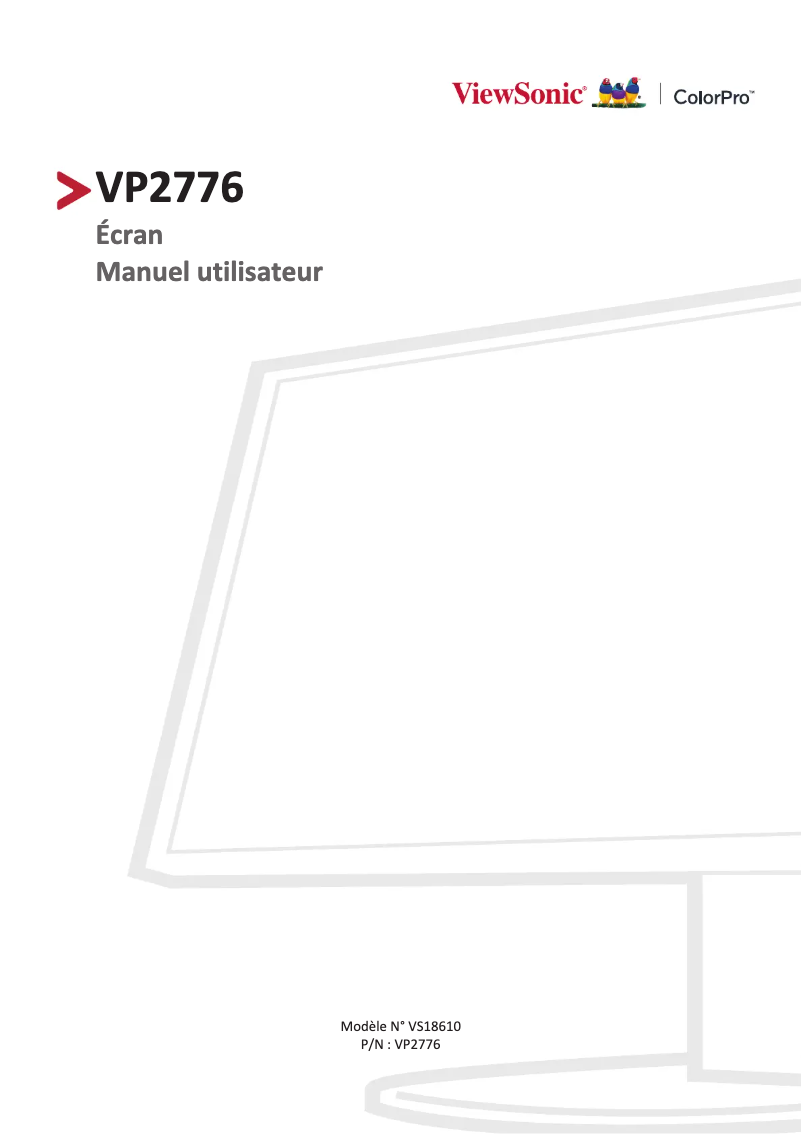 Page 1 de la notice Manuel utilisateur Viewsonic VP2776