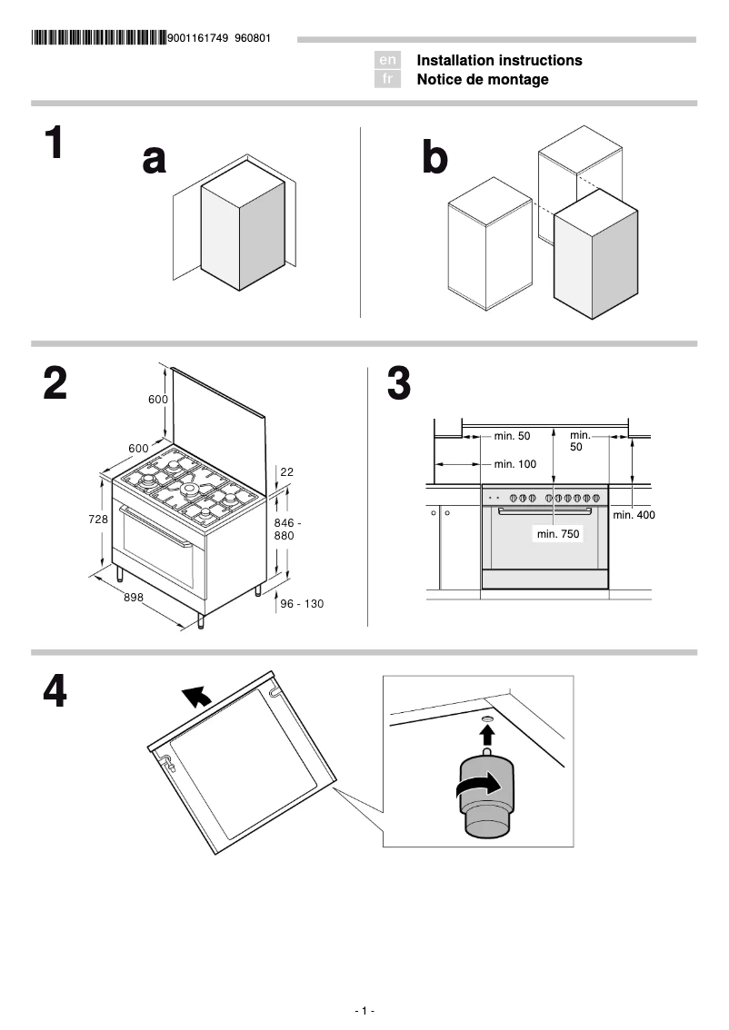 Page 1 de la notice Guide d'installation Bosch HSB738357M