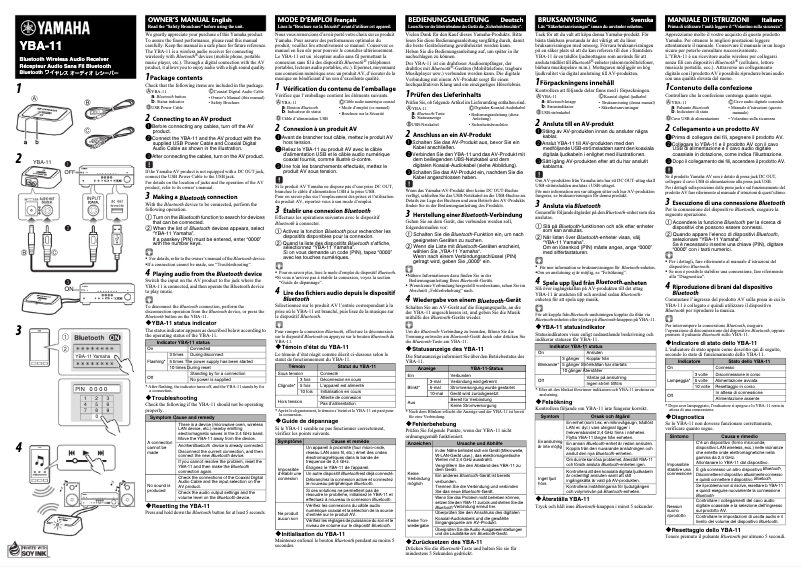Page 1 de la notice Manuel utilisateur Yamaha YBA-11