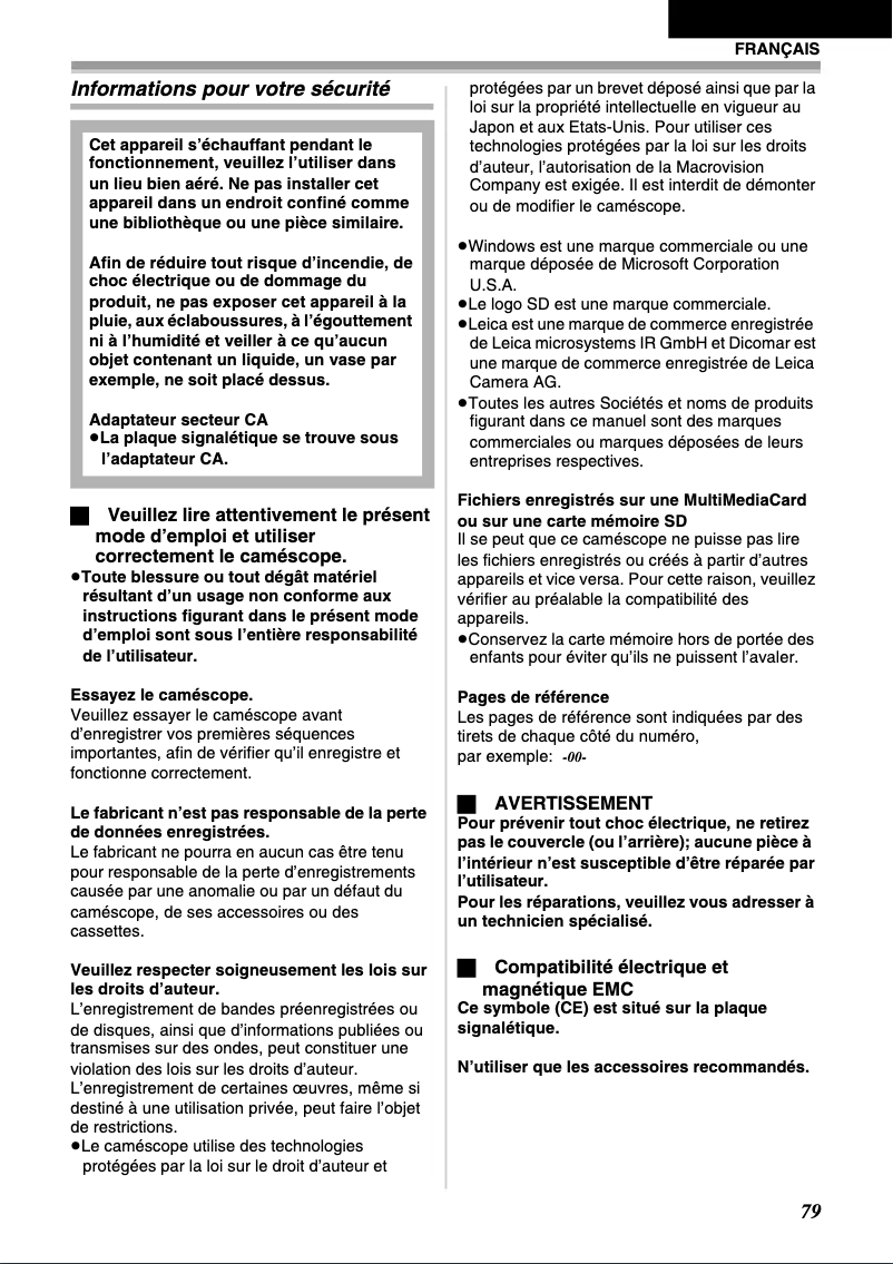 Image de la première page du manuel de l'appareil NV-GS400EG