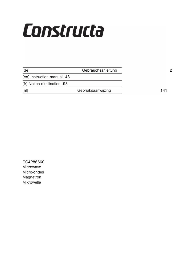 Image de la première page du manuel de l'appareil CC4P86660