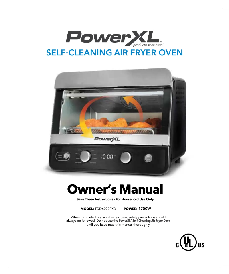 Image de la première page du manuel de l'appareil Self Cleaning Air Fryer Oven TOD602BDIS