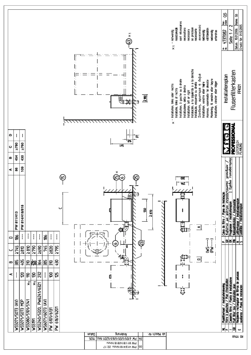 Page 1 de la notice Manuel utilisateur Miele FFK 01