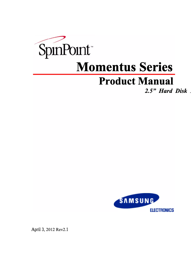Image de la première page du manuel de l'appareil S-series 2.5" 320GB
