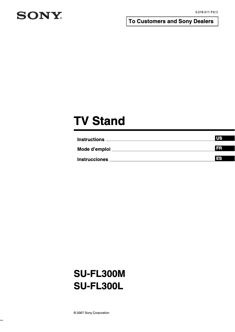 Page n°1 - Manuel utilisateur Sony SU-FL300L