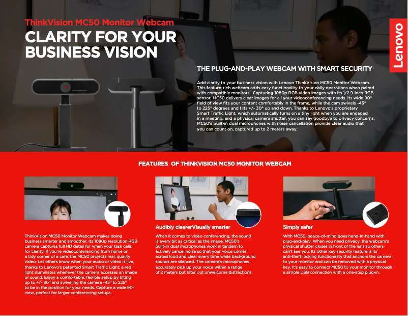 Page n°1 - Manuel utilisateur Lenovo ThinkVision MC50