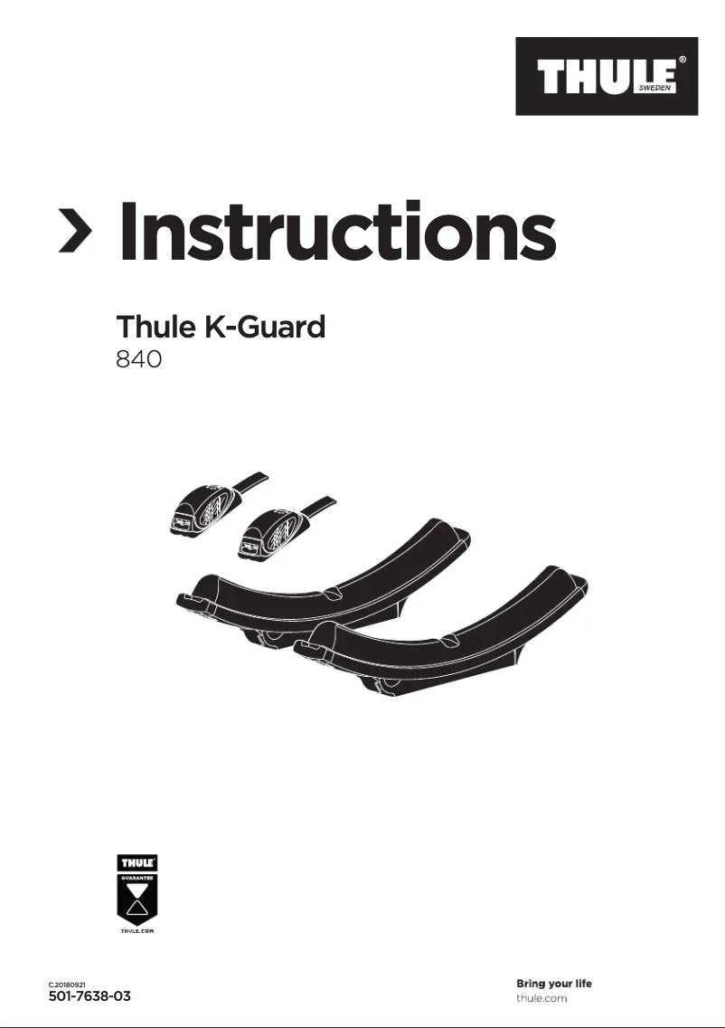 Page n°1 - Manuel utilisateur Thule K-Guard 840