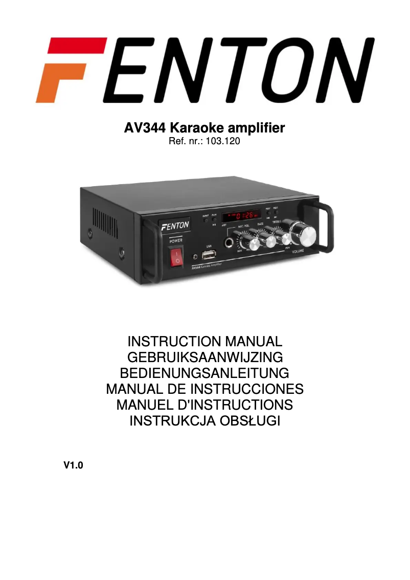 Page n°1 - Manuel utilisateur Fenton AV344