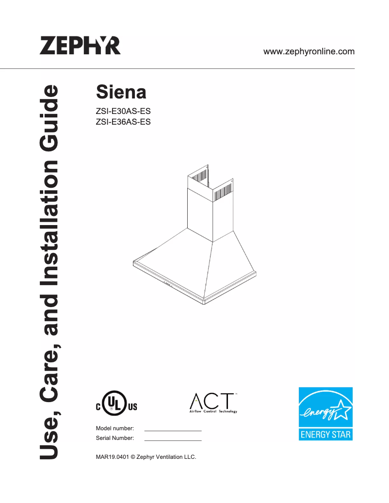 Page 1 de la notice Mode d'emploi Zephyr Siena ZSI-E36AS-ES