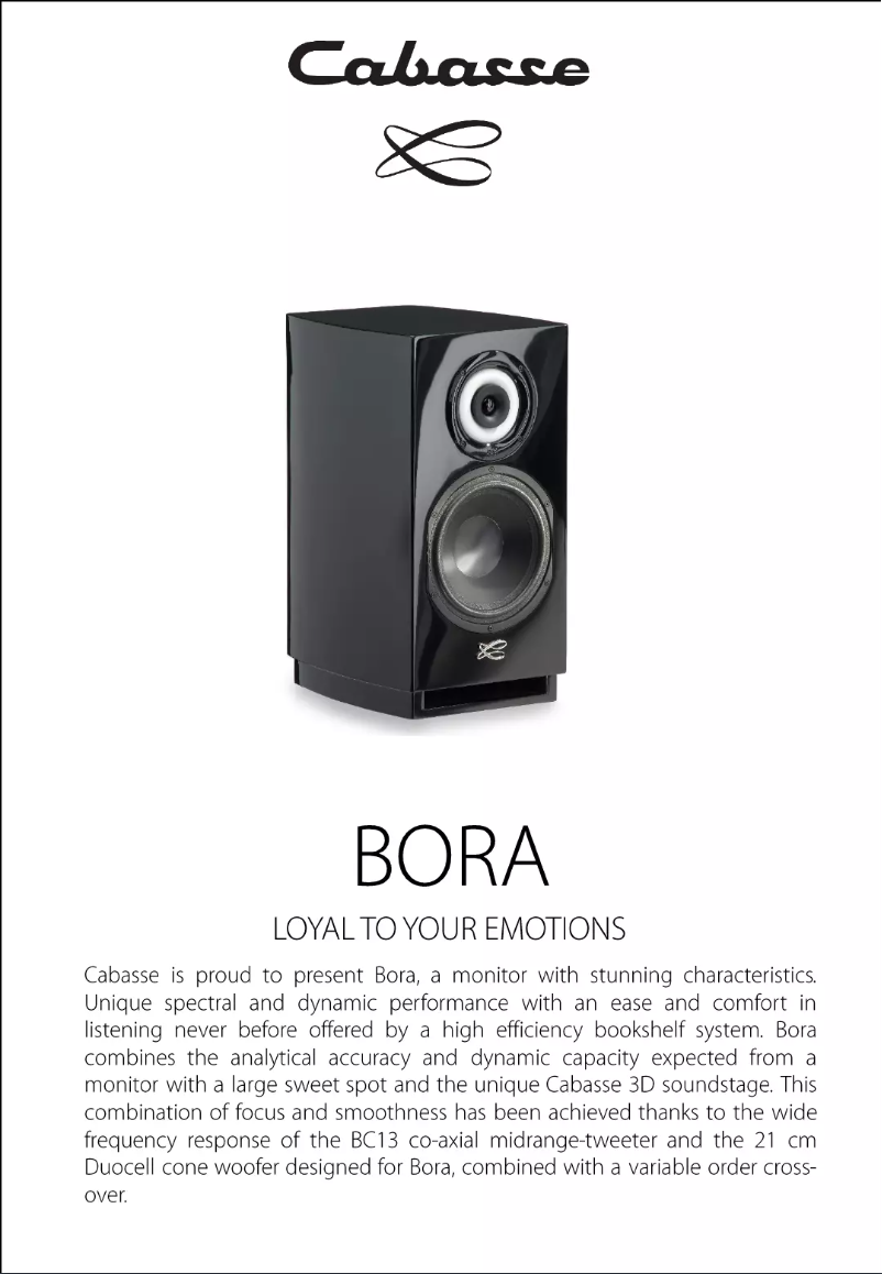 Page 1 de la notice Manuel utilisateur Cabasse Bora