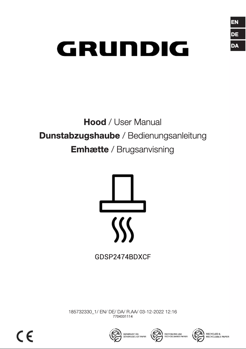 Page n°1 - Manuel utilisateur Grundig GDSP2474BDXCF