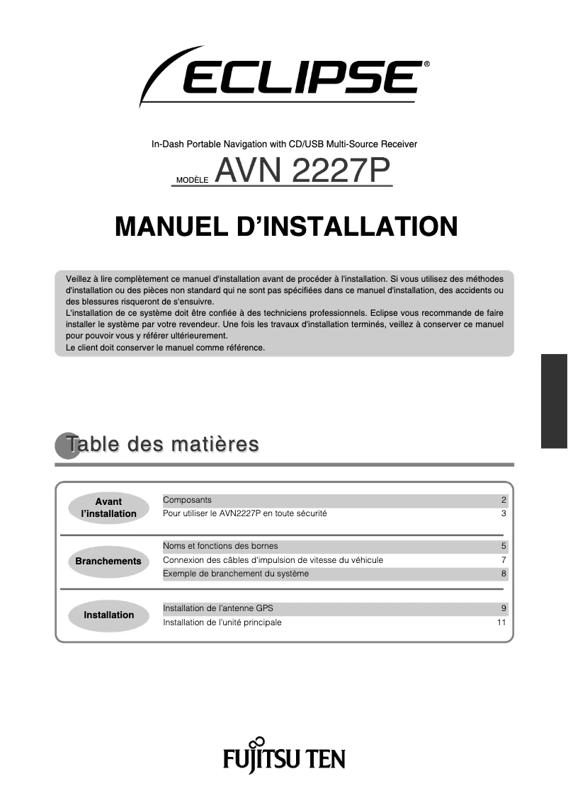 Imagen de la primera página del manual del dispositivo AVN2227P