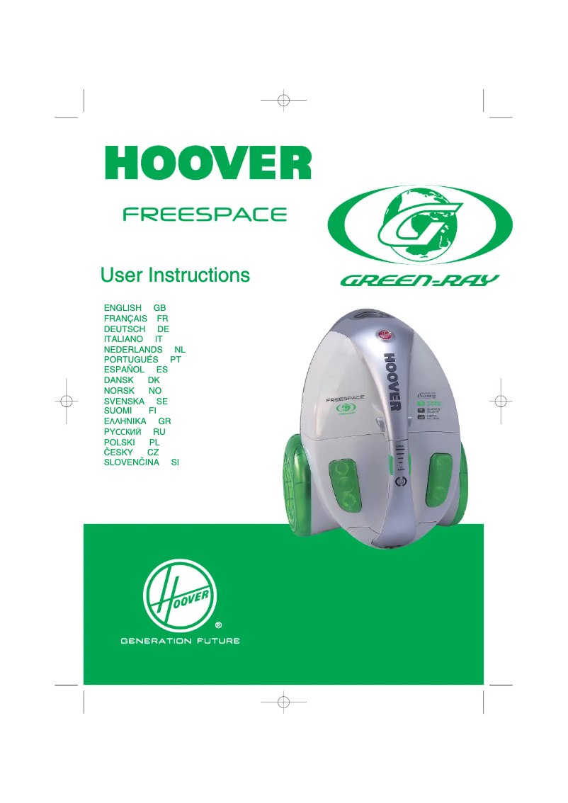 Page 1 de la notice Manuel utilisateur Hoover Freespace TFG 5123 021