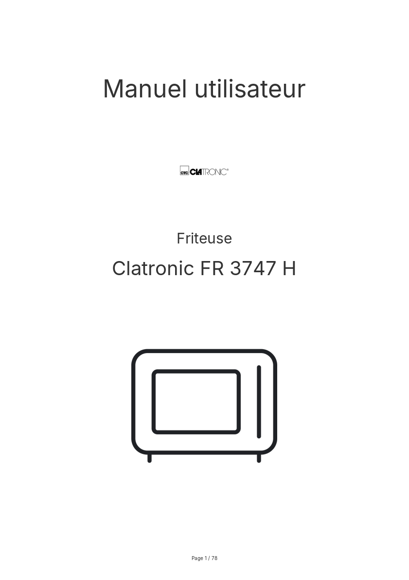 Image de la première page du manuel de l'appareil FR 3747 H