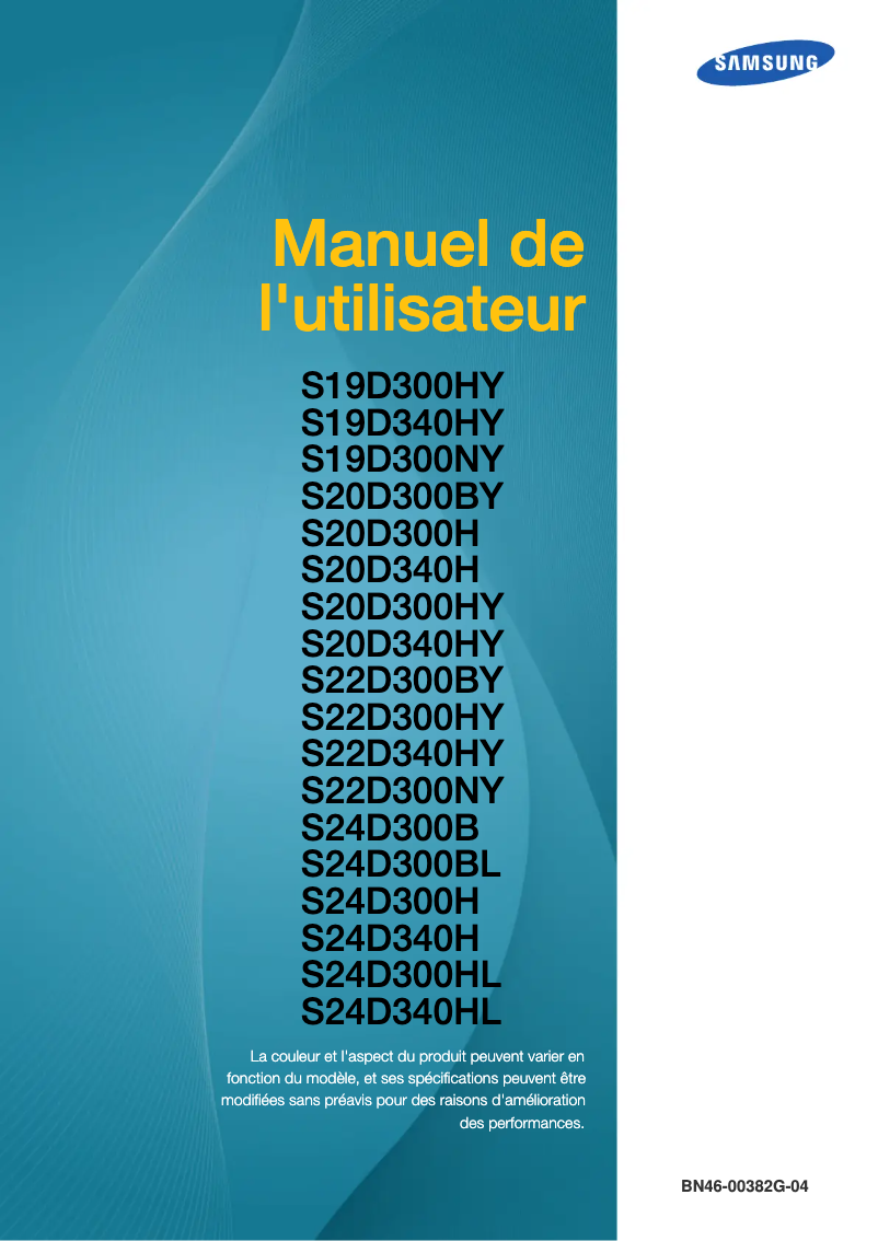 Image de la première page du manuel de l'appareil SyncMaster S24D300HL