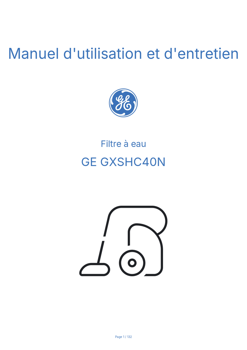 Page n°1 - Manuel d'utilisation et d'entretien GE GXSHC40N