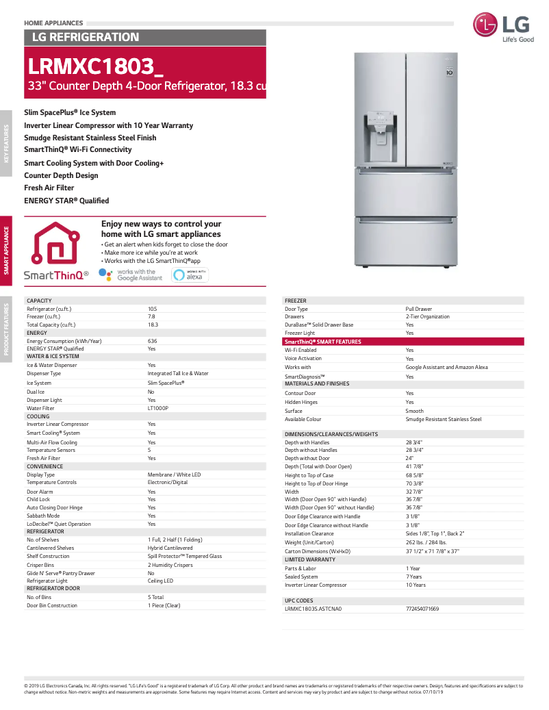 Image de la première page du manuel de l'appareil LRMXC1803S