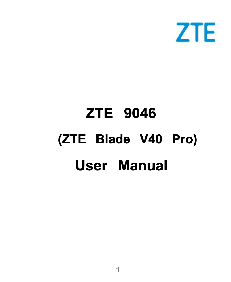 Page 1 de la notice Manuel utilisateur ZTE Blade V40 Pro