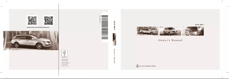 Page n°1 - Manuel utilisateur Lincoln MKT (2016)