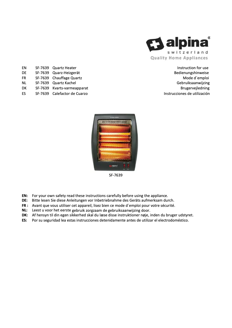 Page 1 de la notice Manuel utilisateur Alpina SF-7639
