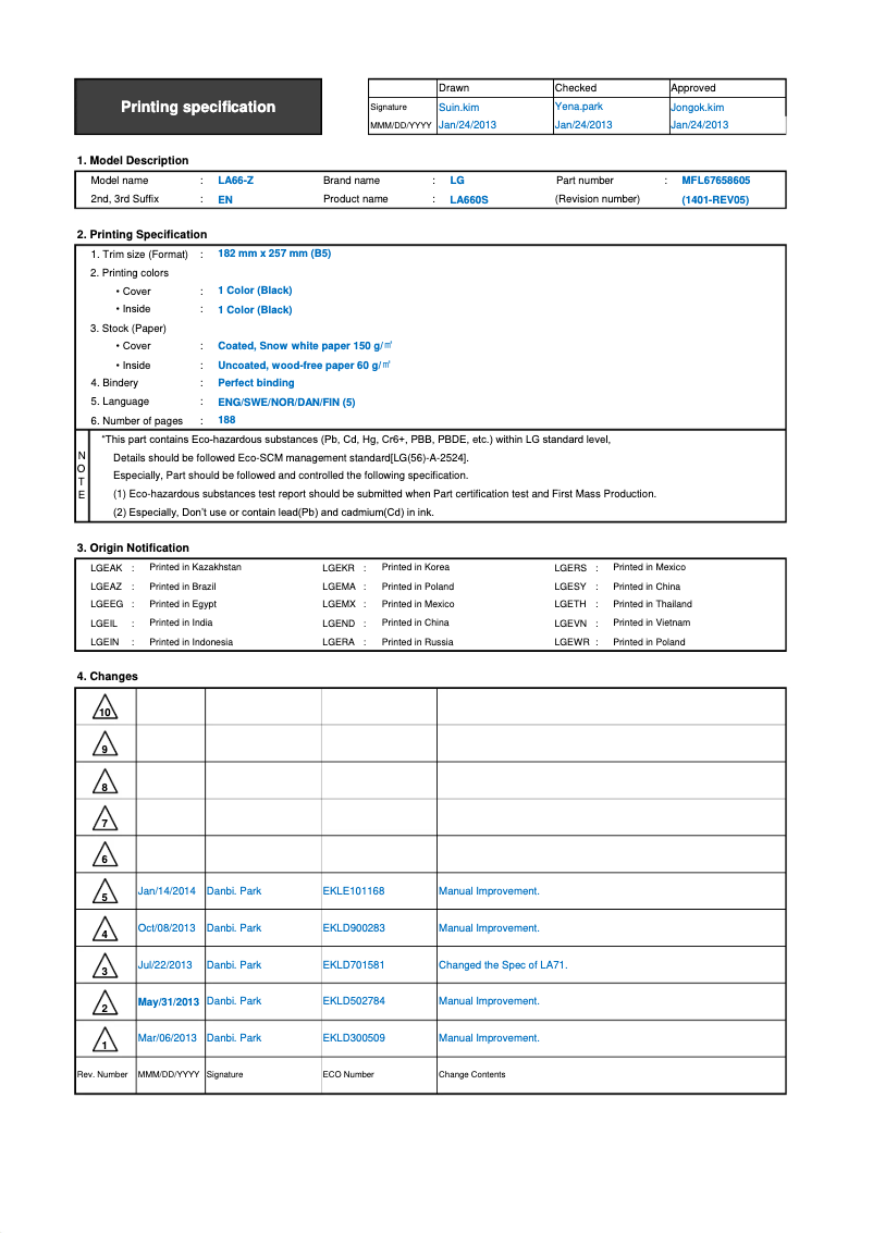 Página 1 del manual Manual de usuario LG 39LA620V