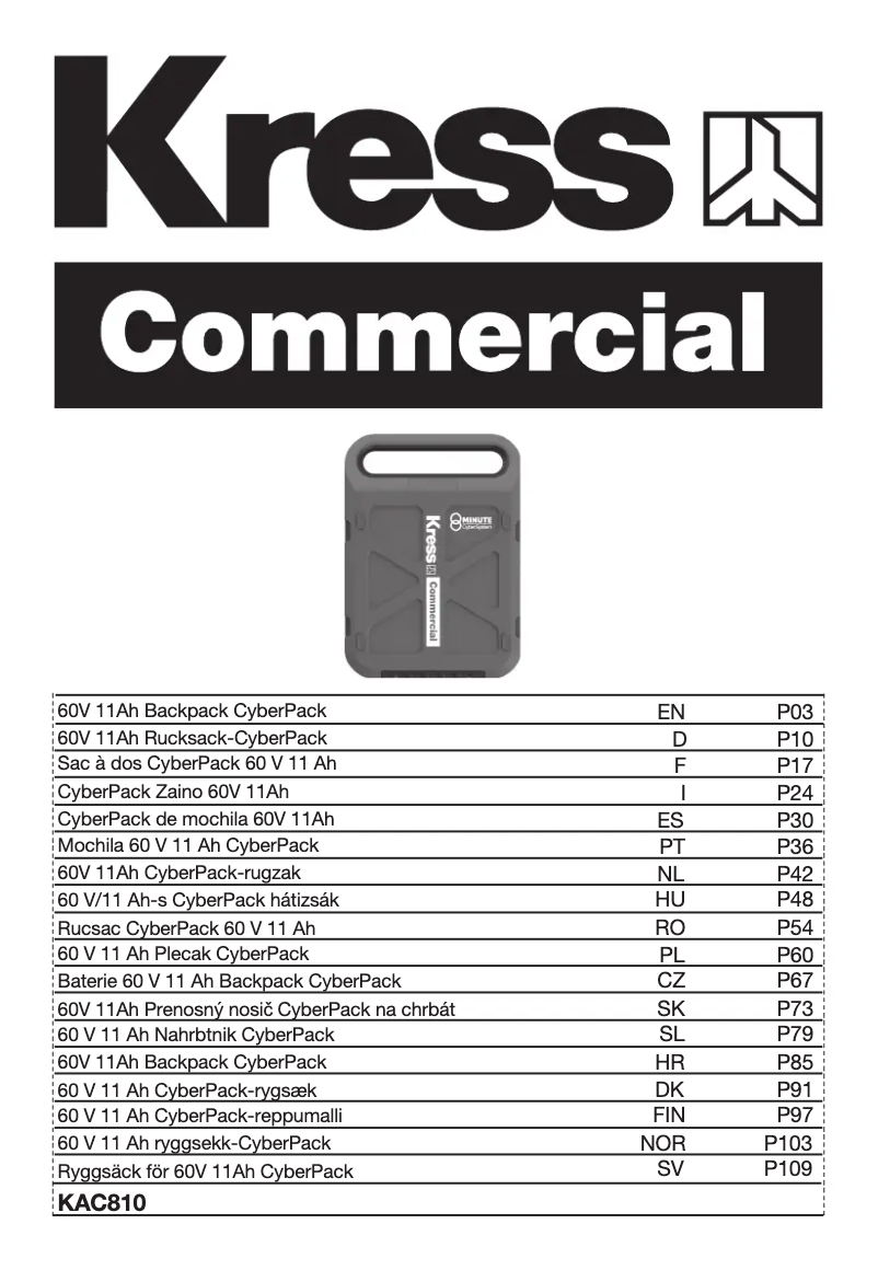 Page n°1 - Manuel utilisateur Kress KAC810