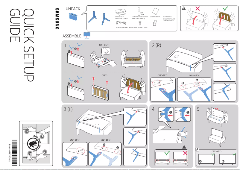 Page 1 de la notice Guide d'installation Samsung UN65KS8500F